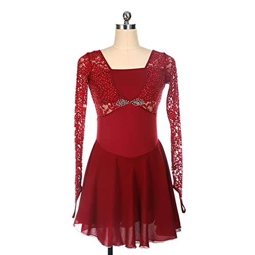 Robe de patinage artistique blanche ornée de strass scintillants pour femme