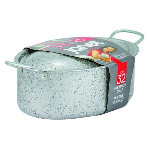OISE ART STORE Trade Shop - Casseruola Ovale con Coperchio 2 Manici 32cm Rivestimento Antiaderente 7 Strati 042771m -