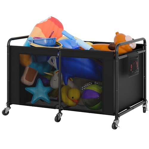 StorageWorks 210 Gallon Pool Float Storage, Mesh Pool Toy Storage Bin with Wheel and Side - image 1