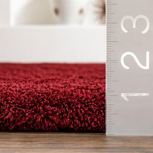 Image of 3D Shaggy Polyester Carpet Rug Runner Area Mats for Bedroom /Living Area /Home with Anti Slip Backing Soft /Fluffy Hight Pile - (Moon Maroon, 4x6 feet)
