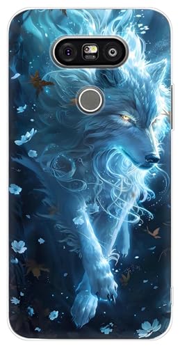 YonderYM Case Compatible with LG G5,Clear with Pattern Slim Protective Soft Bumper Phone Cover Design Shockproof Slim TPU Wolf
