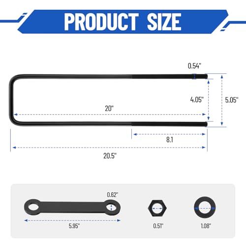 Image of 20 Inch Square Bend U-Bolt Kit for Truck Chassis