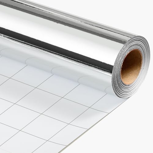 Merture Metallic Silver Wrapping Paper Roll - 17 In X 32.8 Ft(46.5 sq.ft.) Solid Color Silver Gift Wrap with Cutting Lines for Christmas Wedding Birthday Valentines Day Mothers Day Baby Shower