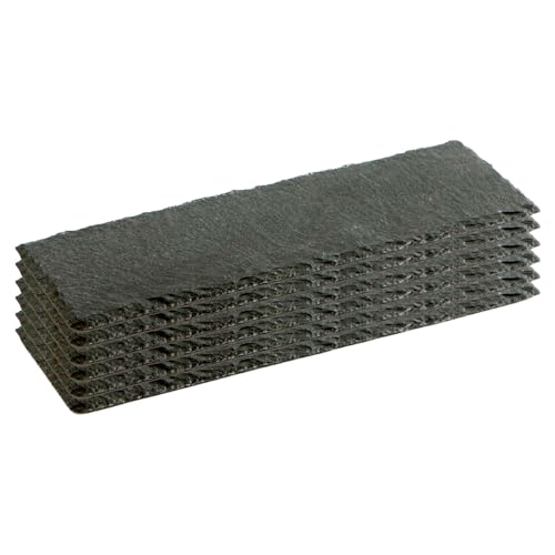 Tradineur - Pack de 6 Platos de Pizarra Rectangular, Bandeja para hosteleria, Servicio y degustación, Canto rústico, Tabla de Piedra Natural para Servir Aperitivos - 30 x 10 cm