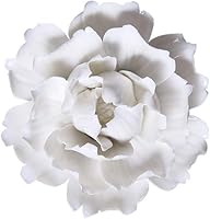 Vista 10 de Insiswiner Flores decorativas de cerámica 3D para colgar en la pared para el hogar, peonía blanca y amarilla, 3.54 pulgadas