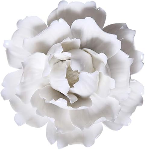 Miniatura 10 de Insiswiner Flores decorativas de cerámica 3D para colgar en la pared para el hogar, peonía blanca y amarilla, 3.54 pulgadas