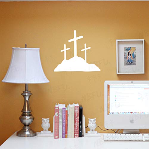 Image of Calvary Crosses Christian Jesus (White) (Set Of 2) Premium Waterproof Vinyl Decal Stickers For Laptop Phone Accessory Helmet Car Window Bumper Mug Tuber Cup Door Wall Decoration