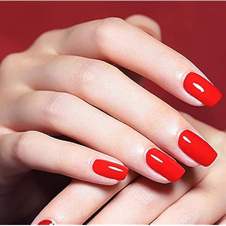 Amazon Com Bomine Red Press On Nails Short Square Fake Nails Glossy Red False Nails Acrylic Full Cover Stick On Nails Art Sharp Faux Nails Small Length Tips Nails Wedding Party For Women