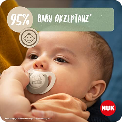 NUK for Nature Babyschnuller | Nachhaltige Gummischnuller | Über 98 % natürliche Rohstoffe | 6-18 Monate | Eukalyptusgrün | 2 Stück – Ansicht 4