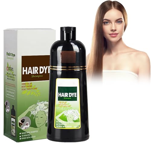 Hppsctink Haarfärbeshampoo, 500ml Instant Shampoo für braun Haar, Kräutershampoo, Graue Haare Abdecken, Shampoo für Männer und Frauen, braun, shampoos
