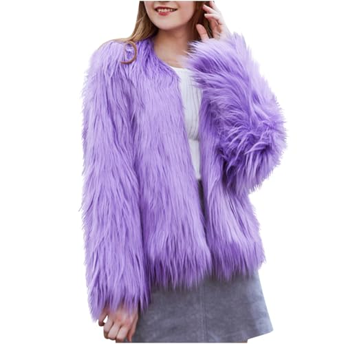 Winter Coats for Women Open Front Faux Fur Cardigan Long Sleeve Shaggy Furry Jacket 2024 Trendy Fluffy Parka Outwear