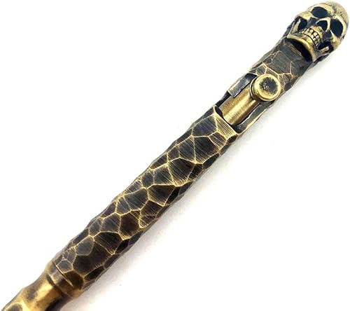 Miniatura 5 de Duffire EDC Bolt Action Pen - Bolígrafo de latón, hecho a mano, diseño de piedra de cráneo, regalo táctico para hombres y mujeres, bolígrafo delgado