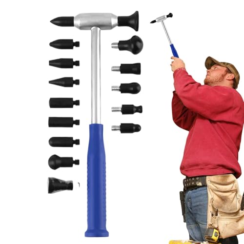 Ding Hammer Herramientas, Martillo de reparación de automóviles ding - Herramientas de reparación de cuerpo automático con 15 cabezas - Eliminación de daños automotrices, juego de corrección completa