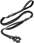 Heavy Duty Dog Leash Bungee, 4-6FT Shock Absorbing Tactical Dog Leash with 2 Padded Handles, No Pull Reflective Dog Leash with Metal Carabiner Clip for Medium Large Dogs(Black)