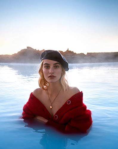 Miniatura 6 de WETOO Boina de cuero sintético para mujer boina negra boina francesa