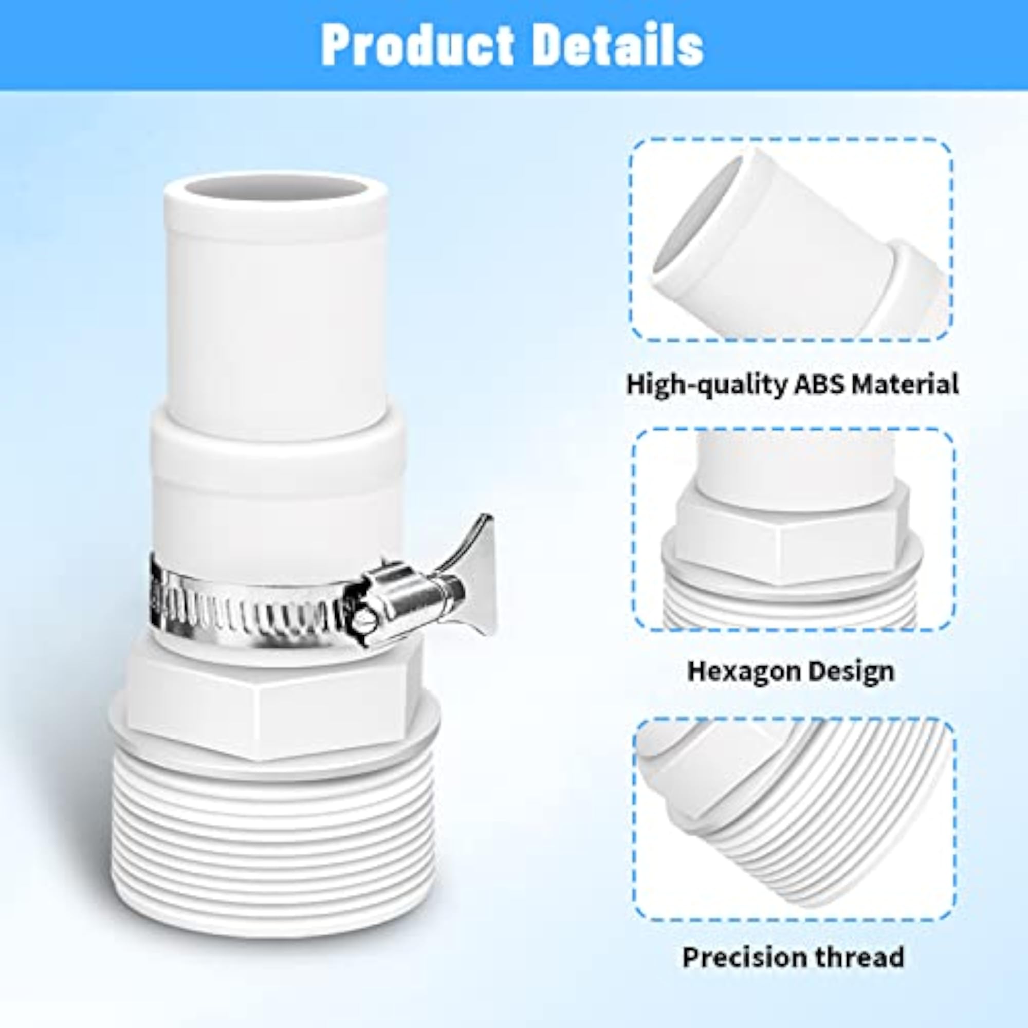 Universal Hose Adapter for Pool Filter Pump, Combo