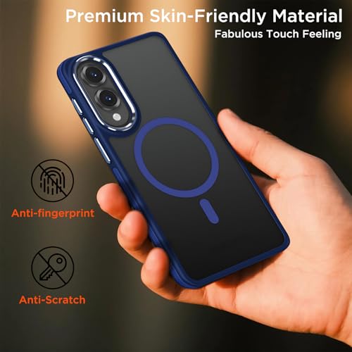 Image of MALEWOLF Case for Samsung Galaxy S25 Edge, Matte Translucent Magnetic Cover [Compatible with Magsafe] [Anti-Slip Grip], Military Grade Shockproof Hybrid Color Galaxy S25 Edge Phone Case (Darkblue)