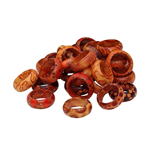 Inzopo Lot de 50 bagues en bois pour homme et femme 19 mm