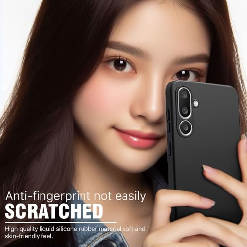 Image of WOW IMAGINE Back Cover for Samsung Galaxy M56 5G | Galaxy F56 5G | Ultra Slim Soft Rubberised Case | Inner Velvet Fabric | Matte Silicone Flexible Mobile Case | Camera Protection - Black