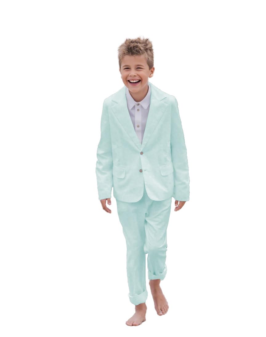 Jungen 2-teiliges Anzug-Set aus Leinen, für Teenager, Jungen, Kinder, Hochzeit