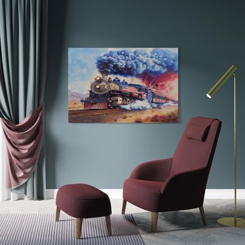 Tableau train à vapeur pour habiller un grand mur blanc - 4