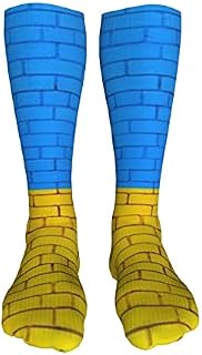 702 Unisex Trainer Socks Blue And Yellow Brick Wall Athletic Socks Warmer Men’S Socks Soft Running Socks For Walking Basketball 50Cm