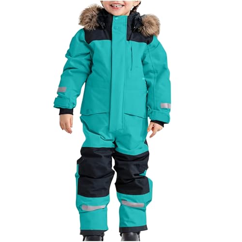 Generisch 2025 Traje de nieve para niños y niños, traje de esquí térmico, mono de invierno, cálido, a prueba de viento, traje de invierno con barro extraíble, traje de softshell para exteriores
