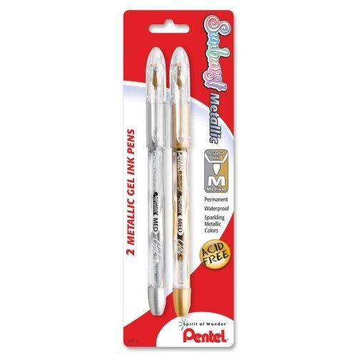 Bolígrafo gel Pentel pack 2 dorado y plateado