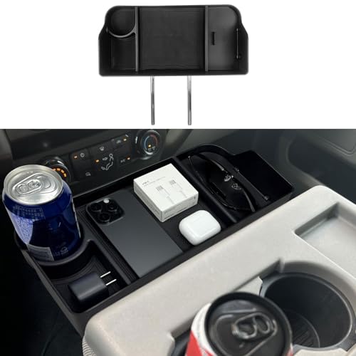 Zxiaochun Center Console Seat Headrest Organizer for 2011-2024 2025 2026 Ford F150 F250 F350 F450 F550 F650 Accessories Storage Tray with Non-Slip Rubber Mat (Jump Seat Only)