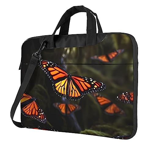 Sac ordinateur 15.6 pouces léger imprimé papillons monarques avec bandoulière