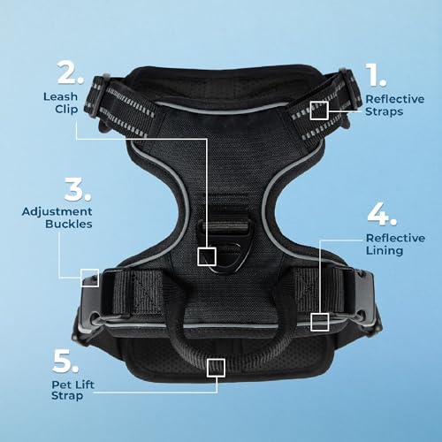 Image of Voyager Dual Attachment No Pull Harness - Black, X-Large | 28 - 37 inch in Chest, No Pull Dog Harness, Fully Adjustable, 3M Reflective Technology, Front & Back D-Rings, Walking & Training