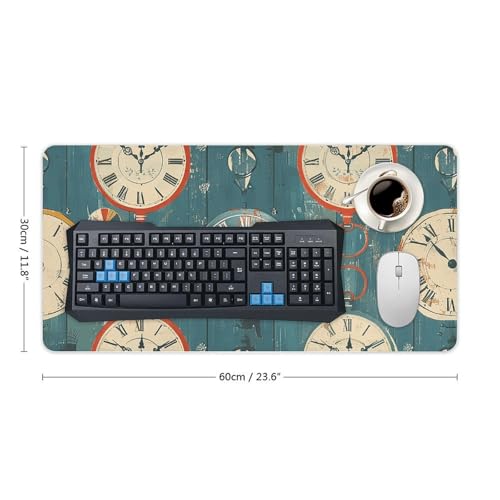 Desk Pad Protector 24x12 Inch Extended Retro Clock Pattern miniatura 2