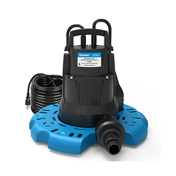 Acquaer 14 hp automatic swimming pool cover pump 115 v submersible with 34 check valve adapter 25ft power cord 2250 gph water removal for pool hot tubs rooftops water beds and more  urban country home decor