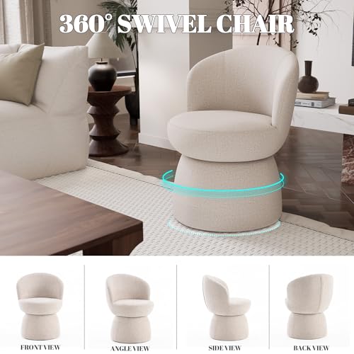 Sillón Giratorio 360° Tela Boucle Beige miniatura 5