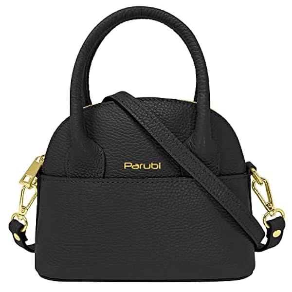 Parubi Bolso de Mano Mini Bag, Bolsos de Mano con Cuero Suave Auténtico, Bolso de Hombro Summer Bag, Made in Italy, Bolsa Pequeño Elegante con Asas y Correa para Mujer y Chica (Deva)