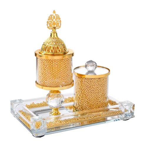 Estilos árabes de metal soporte de cristal conjunto difusor de fragancias para la ceremonia de la oficina en casa decoración espacial espiritual metal y vidrio quemador de aromaterapia