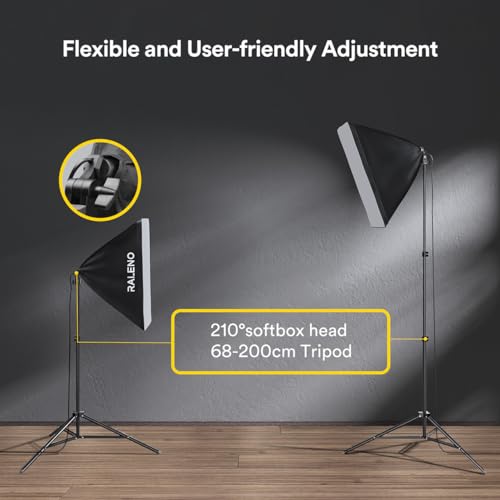 RALENO Softbox Lighting Kit, 20X28-Inch Softbox Photography Lighting with LED Bulbs(50W | 5500K | TLCI≥97), Streaming Lighting for Video Rcording Photoes Portraits YouTube | Model: PS40