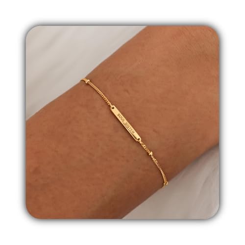 Bracelet Âme Sœur en mailles billes et barrette fine au fini précieux