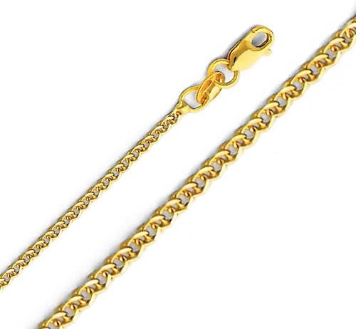 The World Jewelry Center 14k Yellow Gold Religious Saint Christopher Medal Pendant with 1.5mm Flat Open Wheat Chain Necklace - Image 4