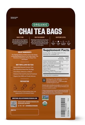 Fgo FGO-CHAI-TEAB-100 Organic Chai Tea, Eco-Conscious Tea Bags thumb #1