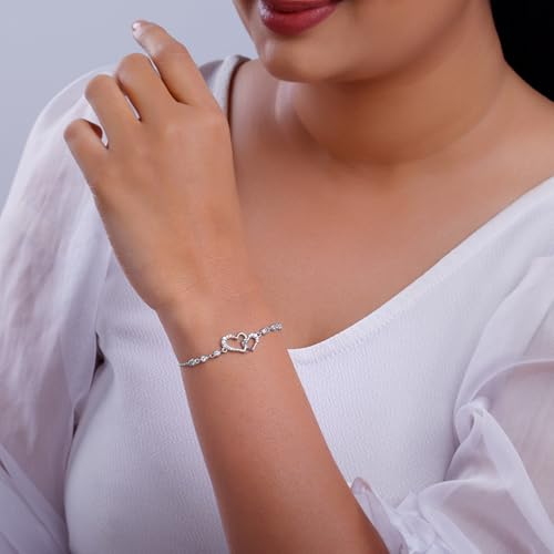 Image of GIVA 925 Silver Duoheart Bracelet, Adjustable | Gifts for Women and Girls | With Certificate of Authenticity and 925 Stamp | 6 Months Warranty