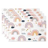 Photo Gallery mirrorang set di 4 tovagliette all americana con motivo arcobaleno pastello, 45 x 30 cm, motivo arcobaleno, nuvola, stella, lavabili, per feste per bambini, decorazione per la casa Photo Gallery mirrorang set di 4 tovagliette all americana con motivo arcobaleno pastello, 45 x 30 cm, motivo arcobaleno, nuvola, stella, lavabili, per feste per bambini, decorazione per la casa