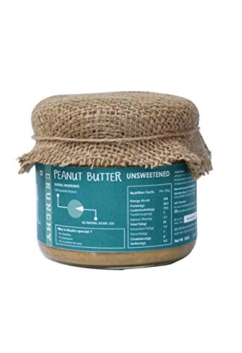 Image of Maska Natural Crunchy Peanut Butter 300 gm Unsweetened | High Protein | All-Natural | No Sugar & Salt | Organic | Glass Jar | Gluten Free | Vegan | Vegetarian | Keto Friendly | Eco-Friendly |