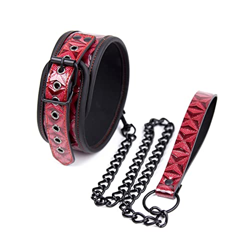 PIIKNUO Leder Halsband SM mit Leine Ketten Bondage Erotik Halsband Sexspielzeug Fesseln Bondage Erotik Fetisch SM Slave Cosplay Sex Toys für Bondage Liebhaber Paare Anfänger und Fachmann