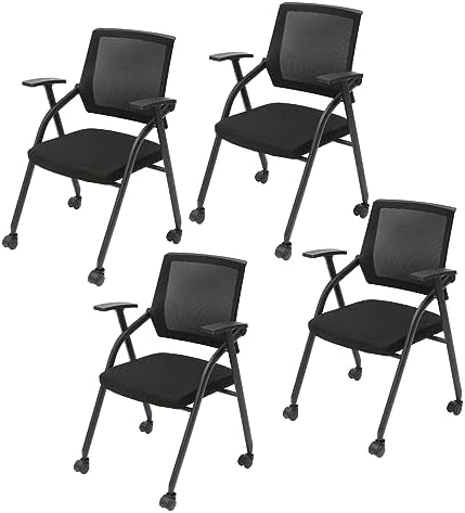 Stackable Conference Room Chairs with Ergonomic Lumbar Support, Upholstered Back & Seat, Ideal for Office Guest Seating, Waiting Room & Meeting Room Use