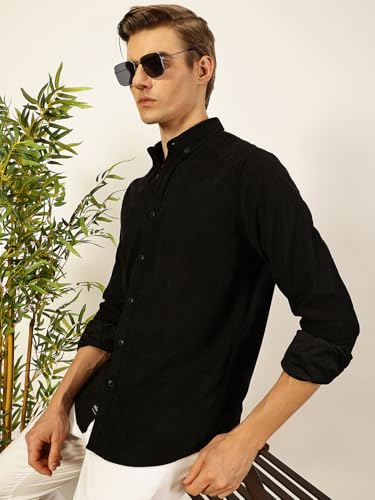 Image of Thomas Scott Men's | Solid | Full Sleeve | Slim Fit | Polyester-Blend | Button Down | Casual Shirt