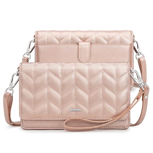 Image of nuoku Women Small Crossbody Bag Cellphone Purse Wallet with RFID Card Slots 2 Straps Wristlet