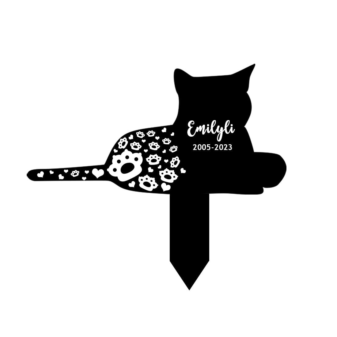 MYZQIFF Personalized Name Cat Memorial Stake, Cat Memorial Garden Stake, Cat Loss Remembrance Stake, Cat Sympathy Sign, Pet Grave Marker, Garden Grave Decor for Pets Outdoors, Flower Cat Grave Stake