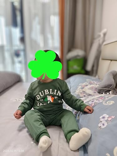 St Pattys Day Baby Outfit Toddler St Patrick Shirt Shamrock Long Sleeve Crewneck Sweatshirt Spring Clothes Pants Set2