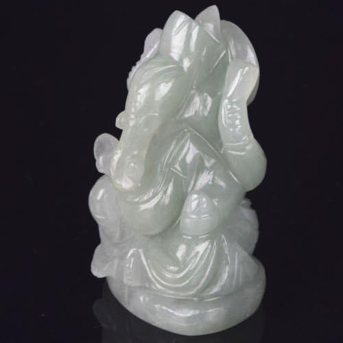 Miniatura 3 de 1705 ct. Señor Ganesha Estatua fino trabajo 100% Natural Color Blanco Cuarzo Gemstone de-238